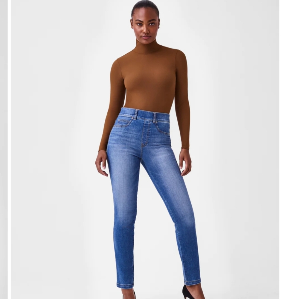 Spanx Straight Leg Stretch Denim Jeans vintage indigo